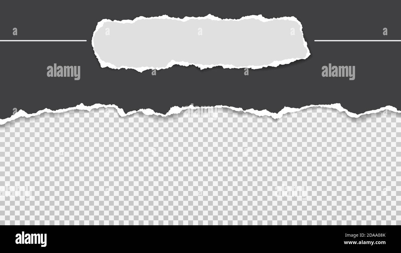 Pieces of torn, ripped black, and white paper with soft shadow are on ...