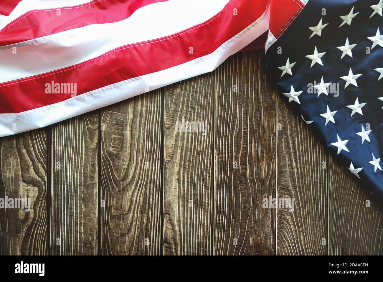 American flag on wooden background with copy space Stock Photo - Alamy