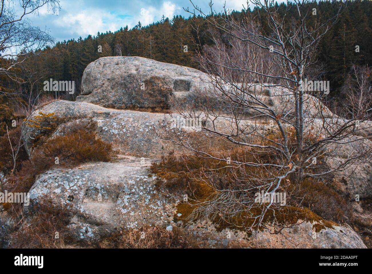 Treppenstein at Okertal. Rocky cliffs near Goslar at Harz Mountains National Park, Germany Stock Photo