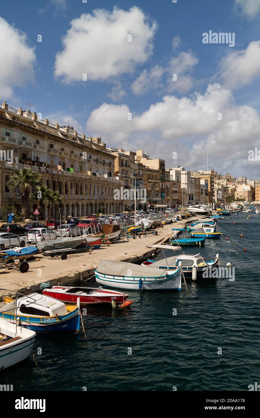 View of Grand Harbour Marina and Vittoriosa Stock Photo