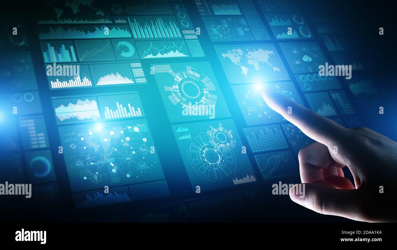 Applications icons on virtual screen, technology, development ...