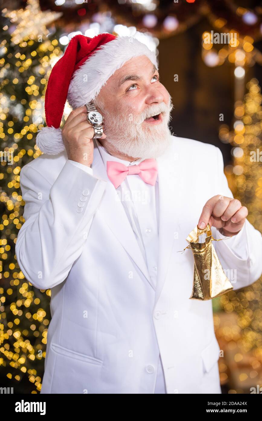 Surprise Present Golden Bag For Gift Santa Claus Richness And Wellbeing Warmest Greetings Of This Festive Season And Best Wishes New Year Luxury Gift Gift For Men Premium And Luxurious Stock Photo Surprise Present Golden Bag For Gift Santa Claus Richness And Wellbeing Warmest Greetings Of This Festive Season And Best Wishes New Year Luxury Gift Gift For Men Premium And Luxurious Stock Photo