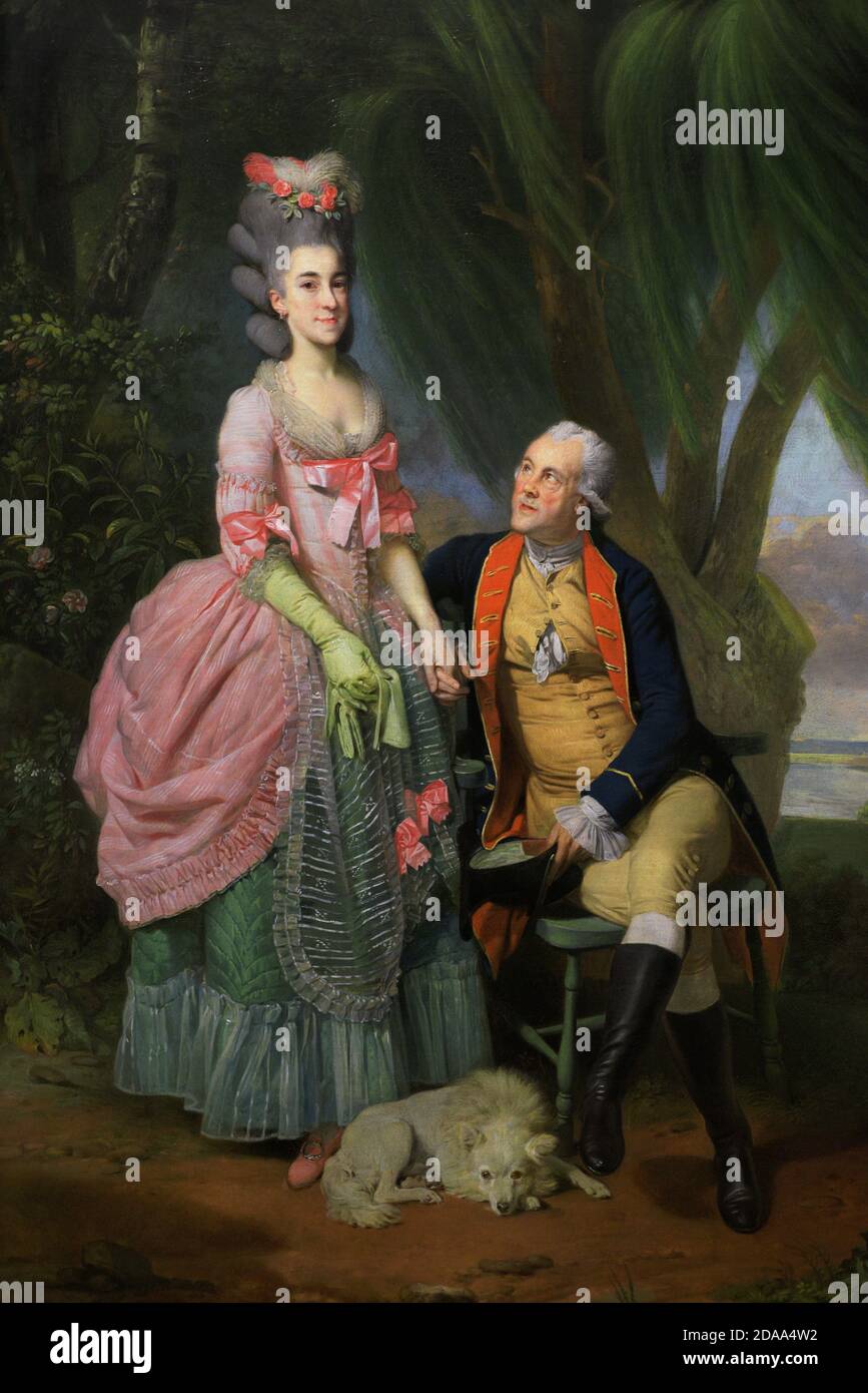 John Wilkes (1727-1797). British radical, journalist and politician. John Wilkes and his daughter Mary (1750-1802). Portrait by Johan Zoffany (1733-1810). Oil on canvas (126,4 x 100,3 cm), begun 1779, exhibed 1782. Detail. National Portrait Gallery. London, England, United Kingdom. Stock Photo