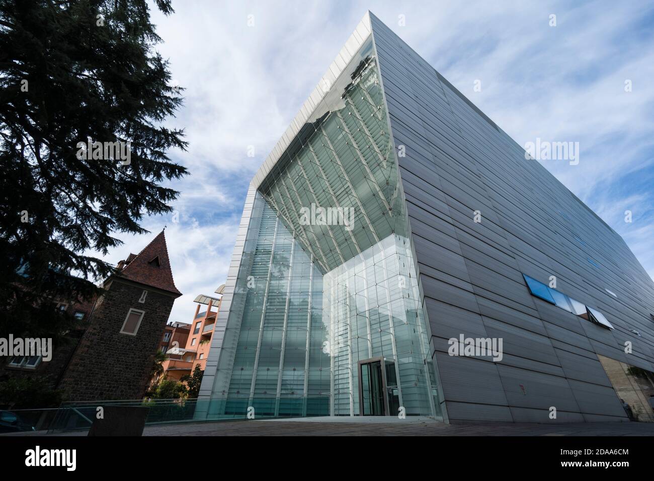 Bolzano. Italy. Exterior view of Museion, Museum of Modern and Contemporary Art (museo di arte moderna e contemporanea). Stock Photo