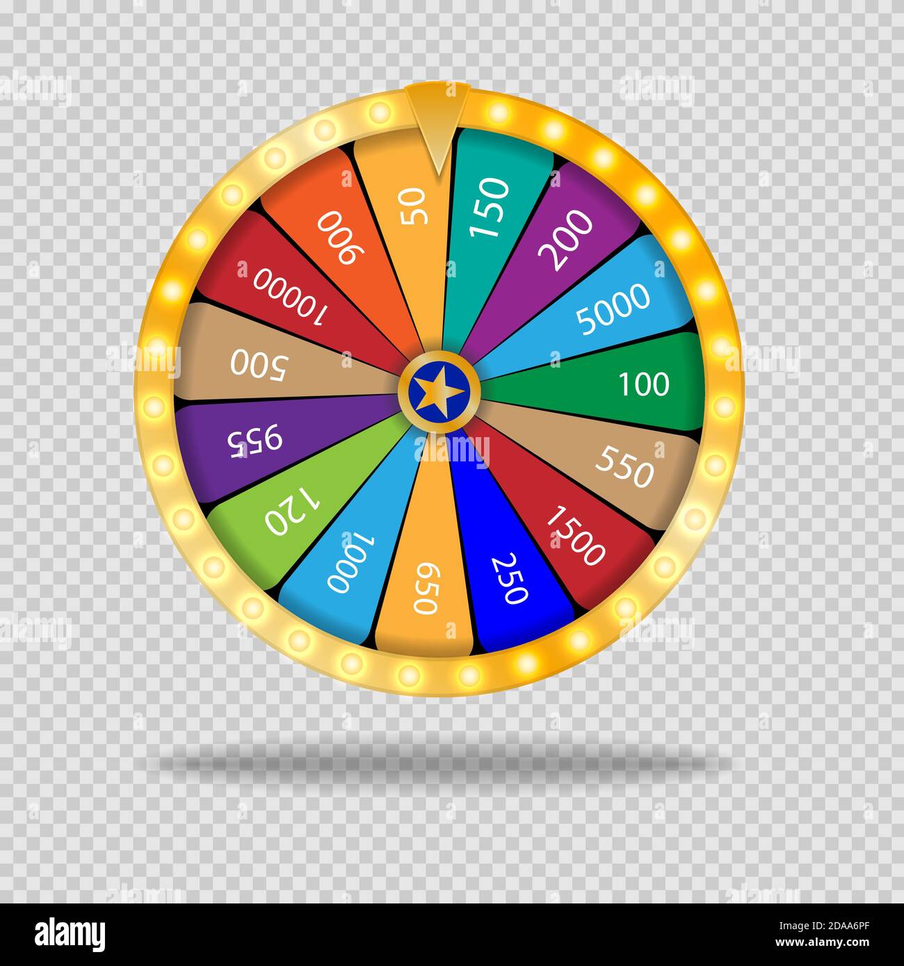 Wheel Of Fortune lottery luck illustration. Casino game of chance. Win fortune roulette. Gamble chance leisure. Stock Vector