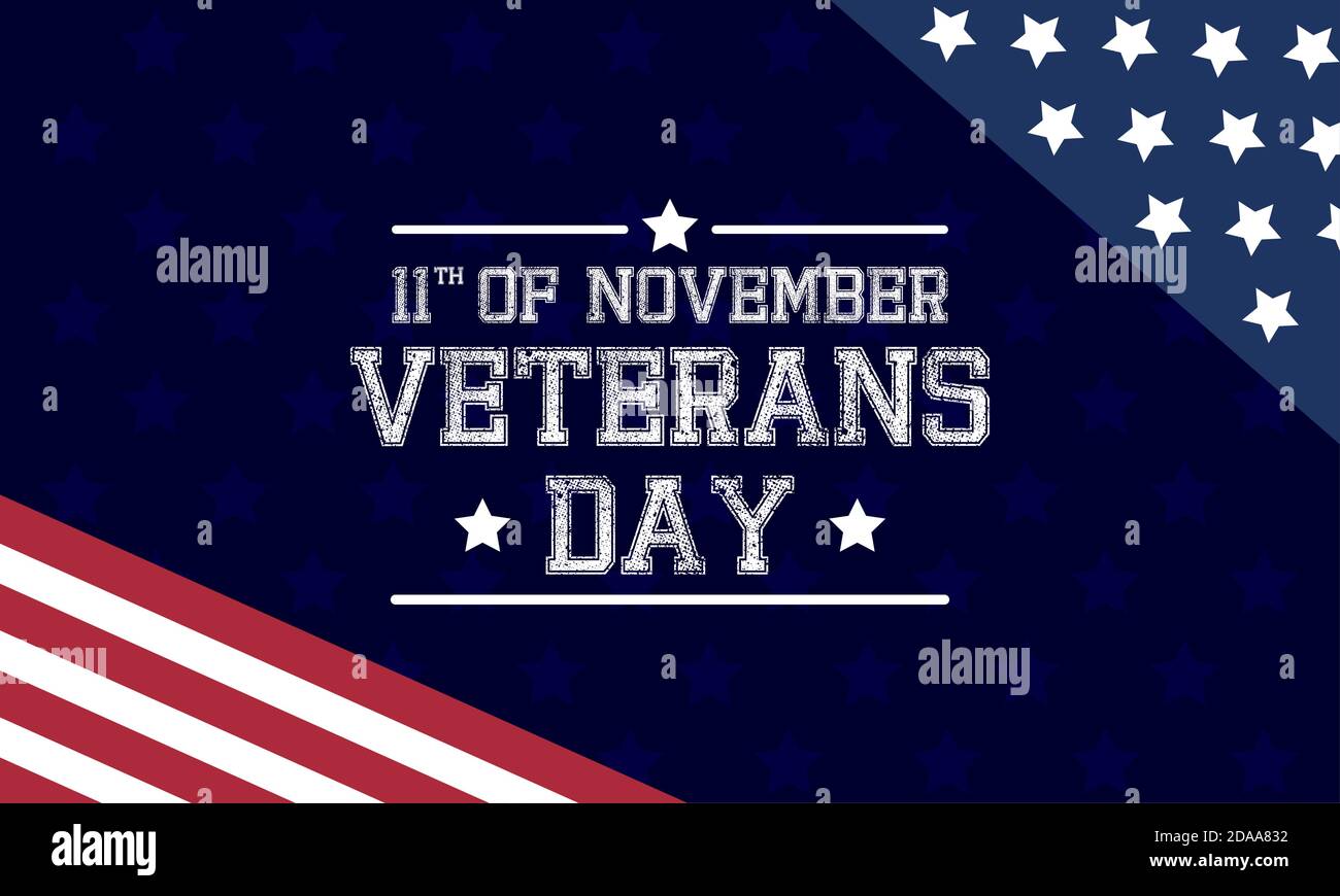 happy veterans day celebration card with lettering and usa flag vector ...