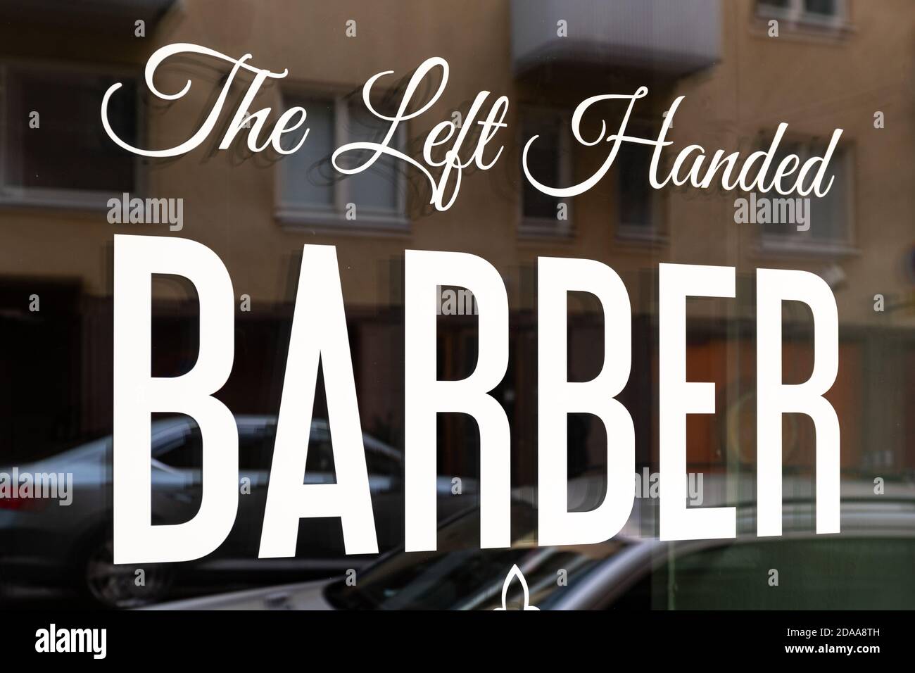 The Left Handed Barber barbershop Stock Photo