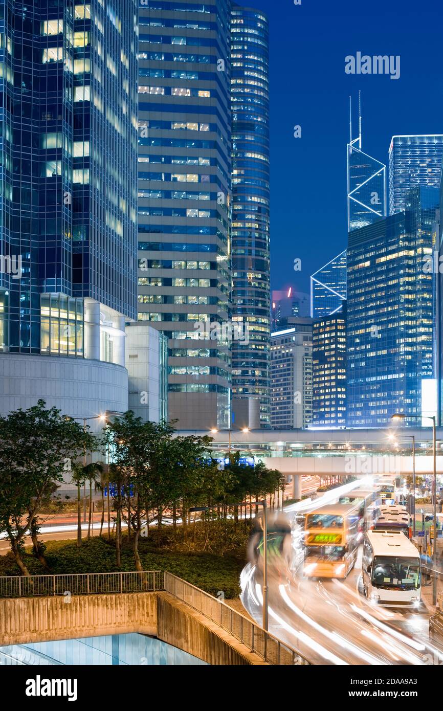 Skyline of office buildings at Connaught Road, Chung Wan (central district), Hong Kong Island, Hong Kong, China, Asia Stock Photo