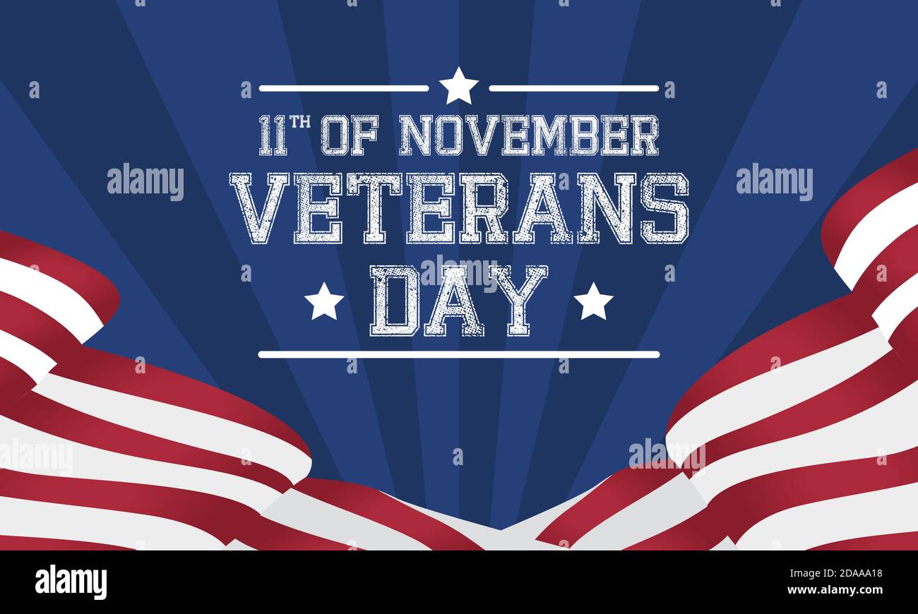 happy veterans day celebration card with lettering and usa flag vector ...