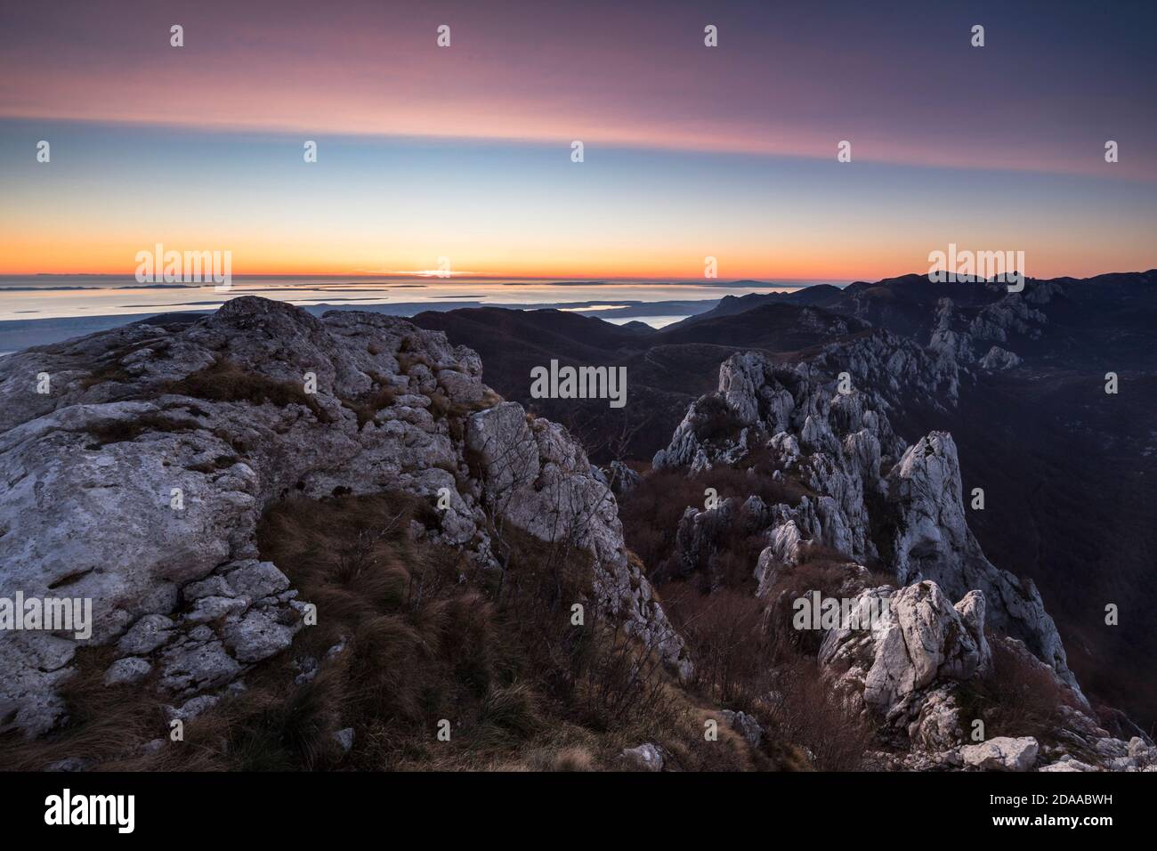 Mmountain at sinset, Velebit mountain Stock Photo