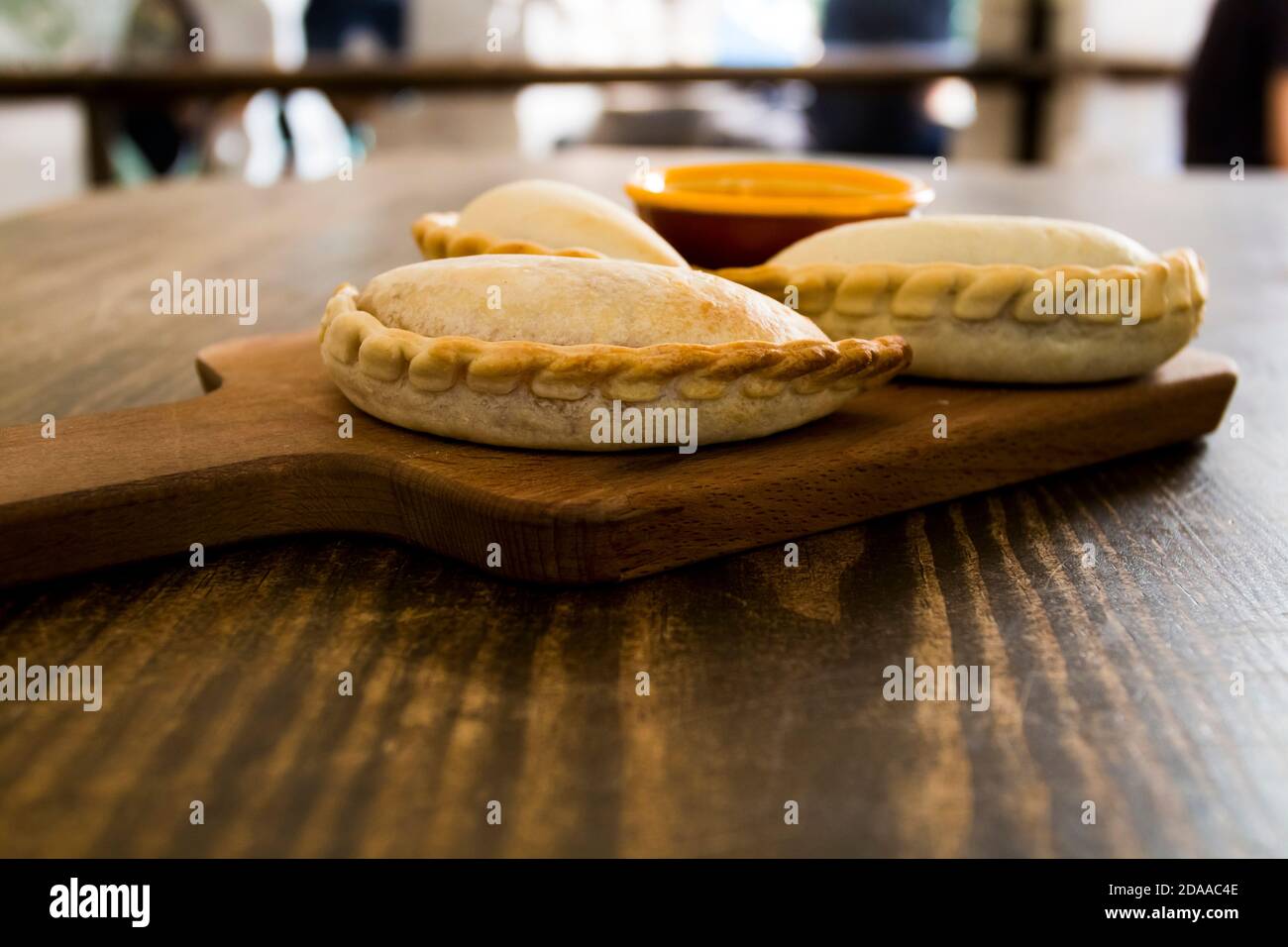 Traditional baked Argentine empanadas savory pastries with meat beef