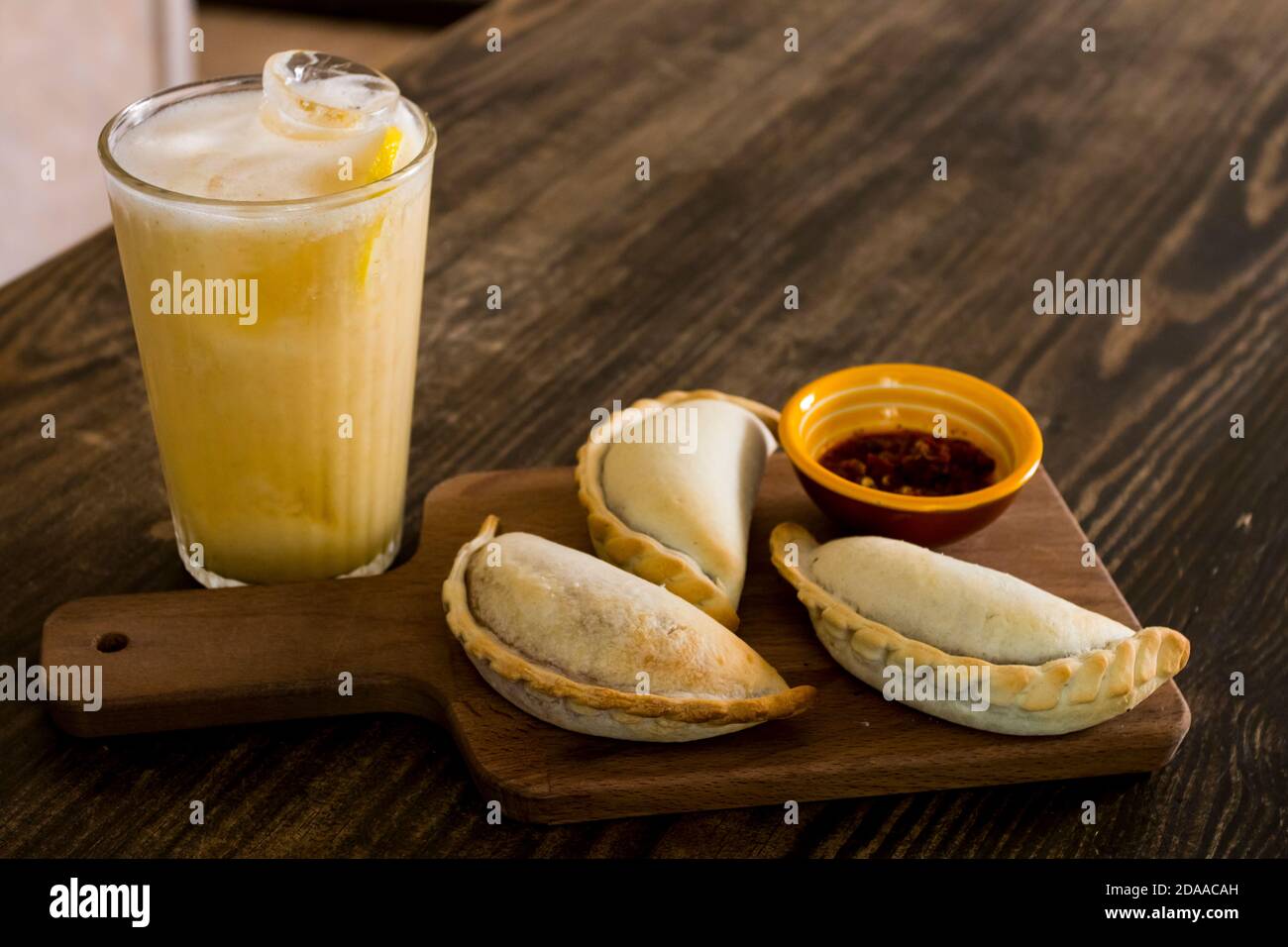 Traditional baked Argentine empanadas savory pastries with meat beef