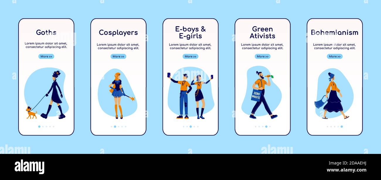 Alternative lifestyle onboarding mobile app screen flat vector template Stock Vector