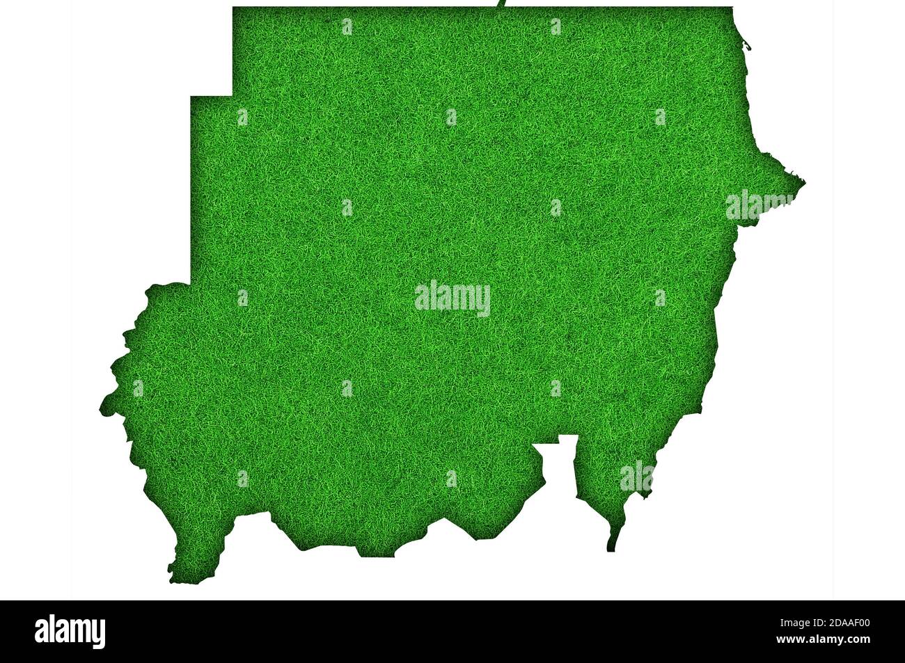 Map of Sudan on green felt Stock Photo - Alamy