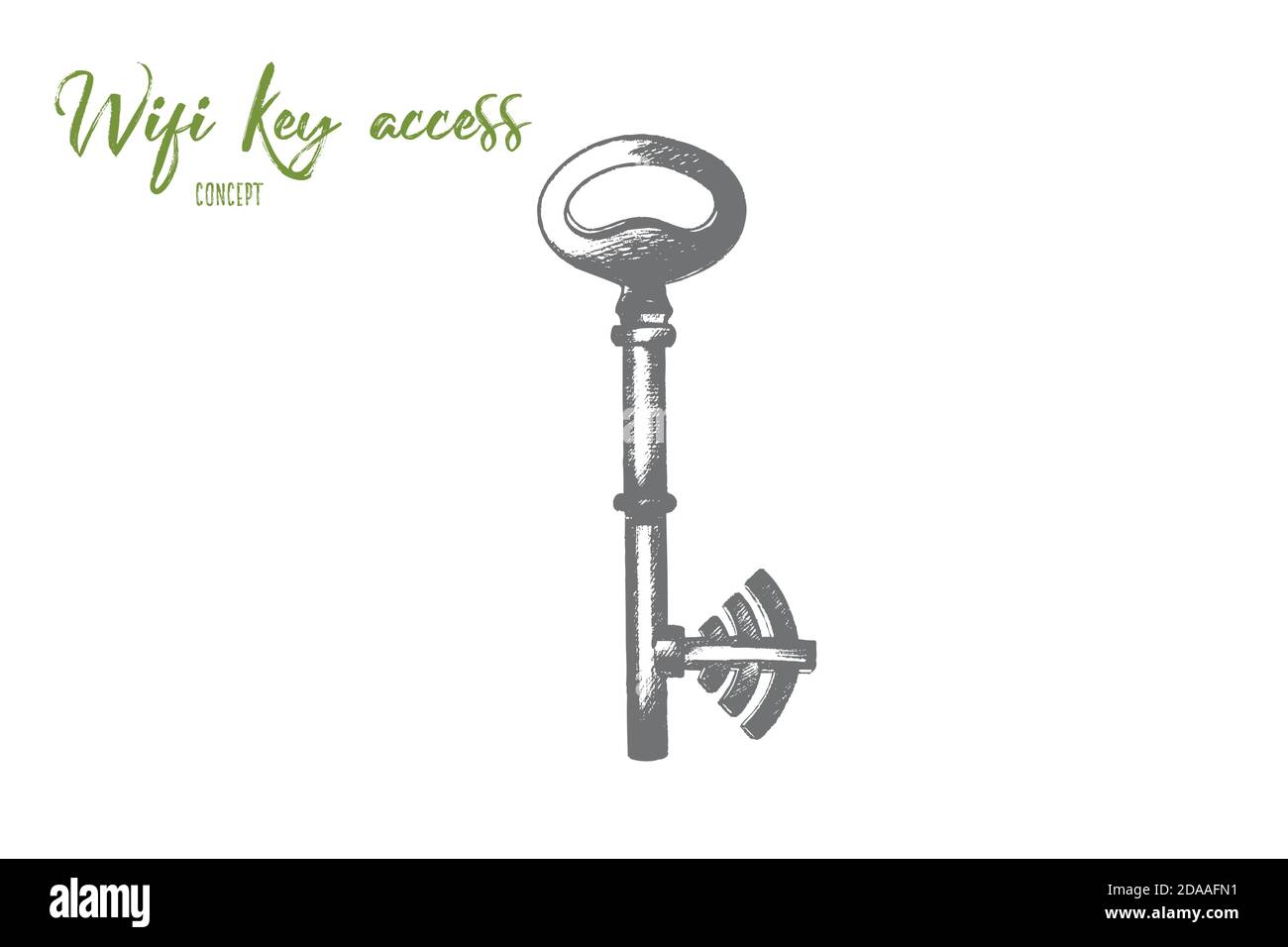 Wifi key access concept. Hand drawn isolated vector Stock Vector Image