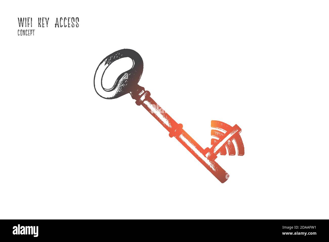 Wifi key access concept. Hand drawn isolated vector Stock Vector Image