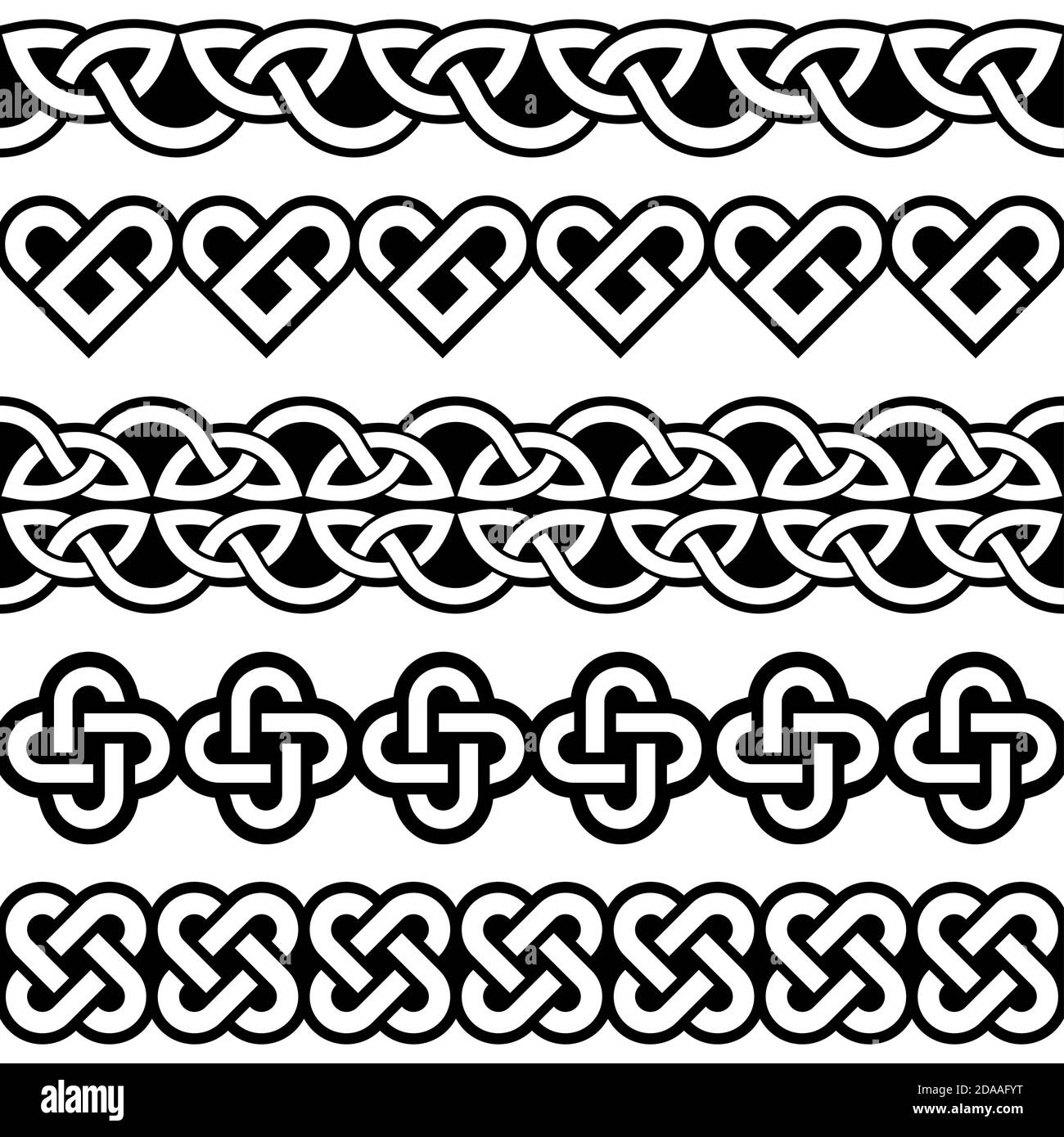 Irish Celtic vector seamless vector braided patterns collection, border ...