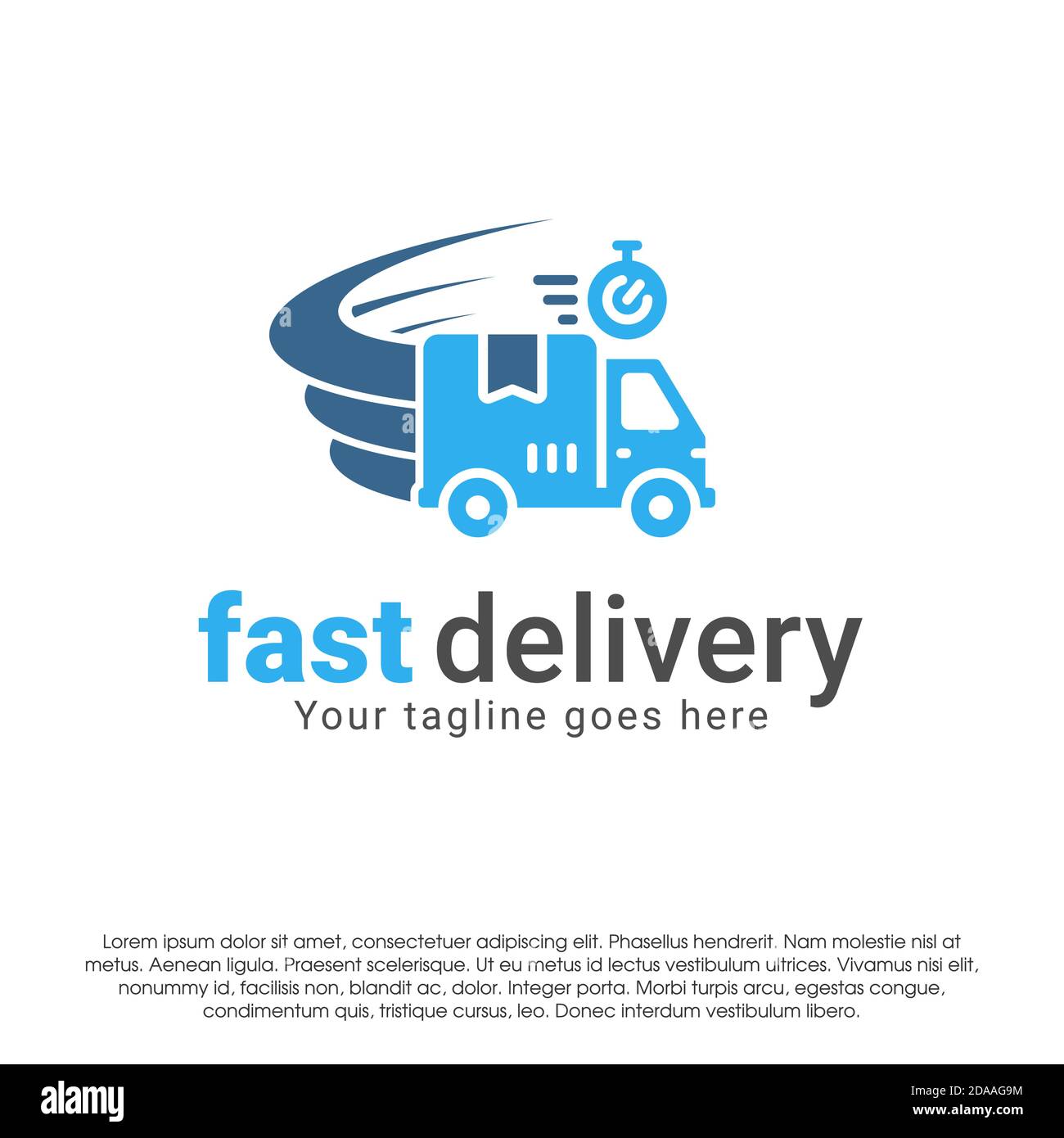 Delivery logo icon design concept template. Fast delivery vector illustration isolated on white background. Truck in motion logo design. Car logo Stock Vector