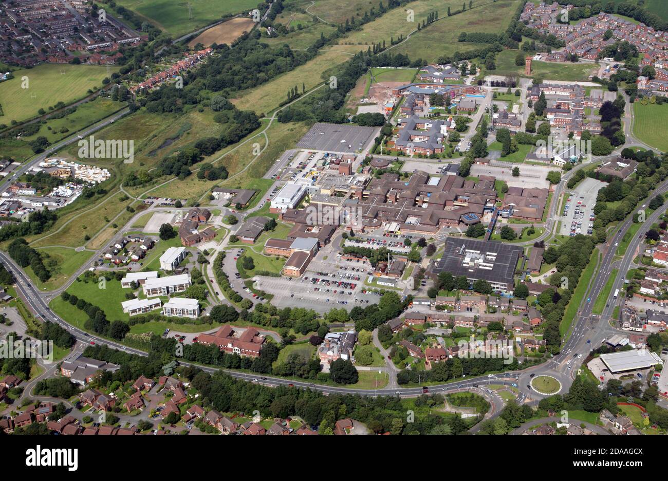 aerial view of The Countess of Chester Hospital and Health Park Stock Photo