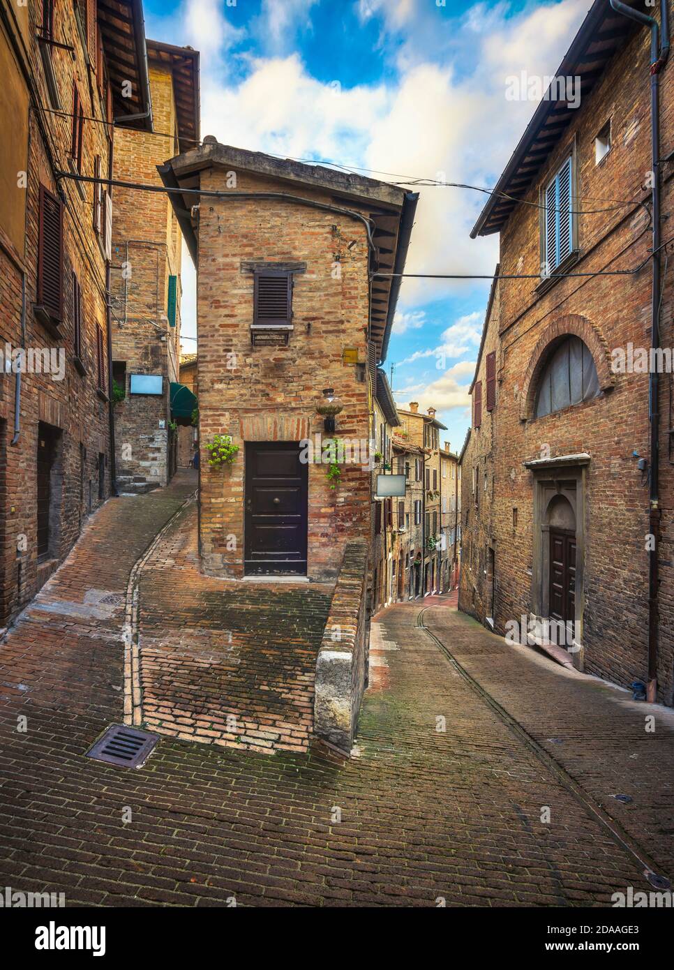 Urbino medieval city street. Unesco world heritage site. Marche region, Italy, Europe. Stock Photo