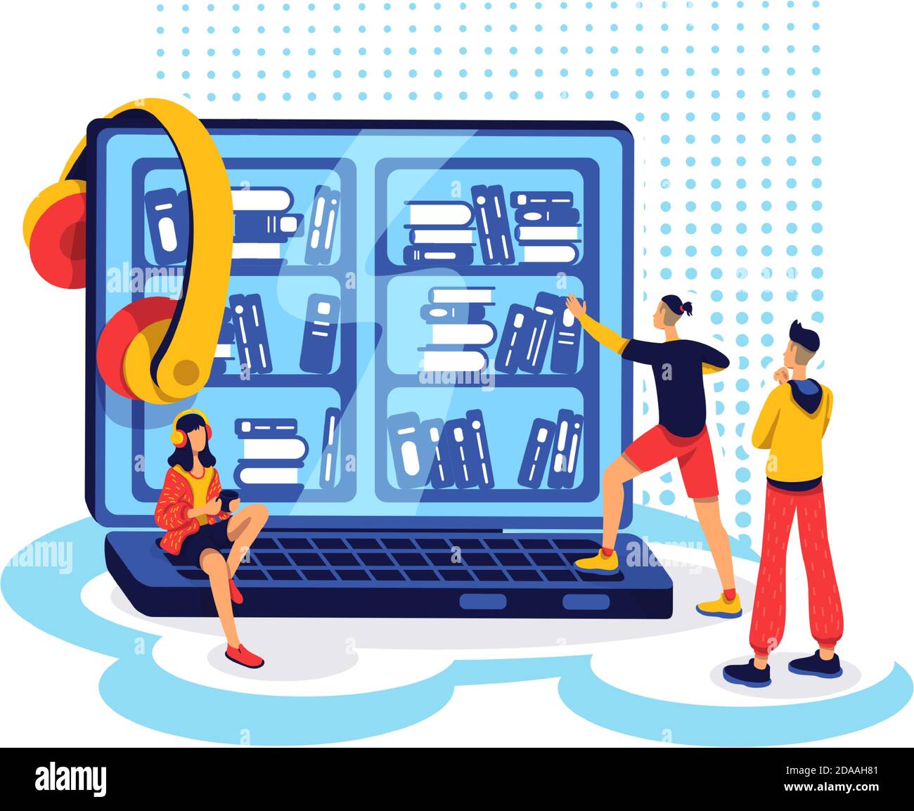 Ebook library flat concept vector illustration Stock Vector Image & Art