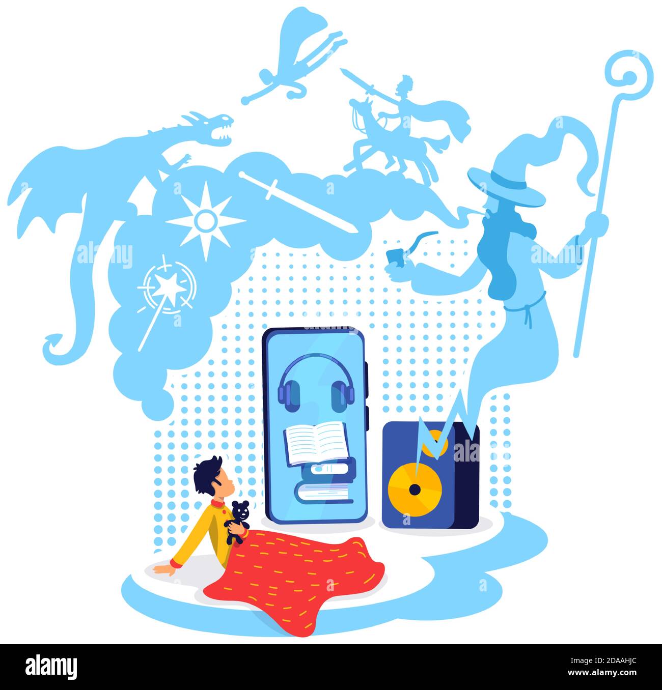 Audiobook for kids flat concept vector illustration Stock Vector