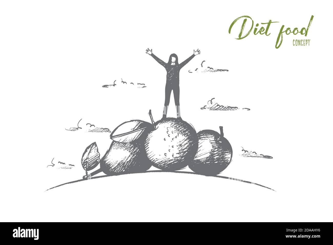 Diet food concept. Hand drawn isolated vector. Stock Vector