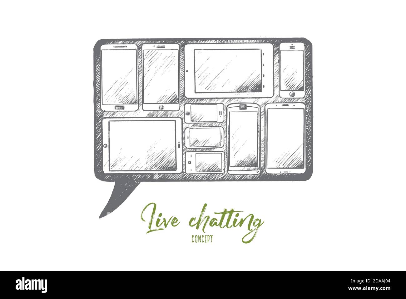 Live chatting concept. Hand drawn isolated vector. Stock Vector