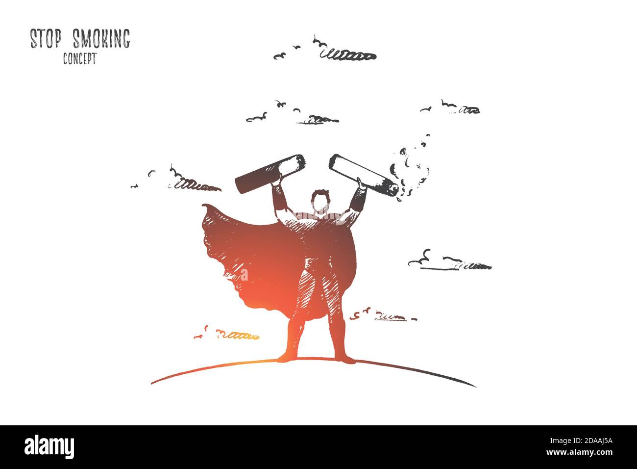 Stop smoking concept. Hand drawn isolated vector Stock Vector Image ...