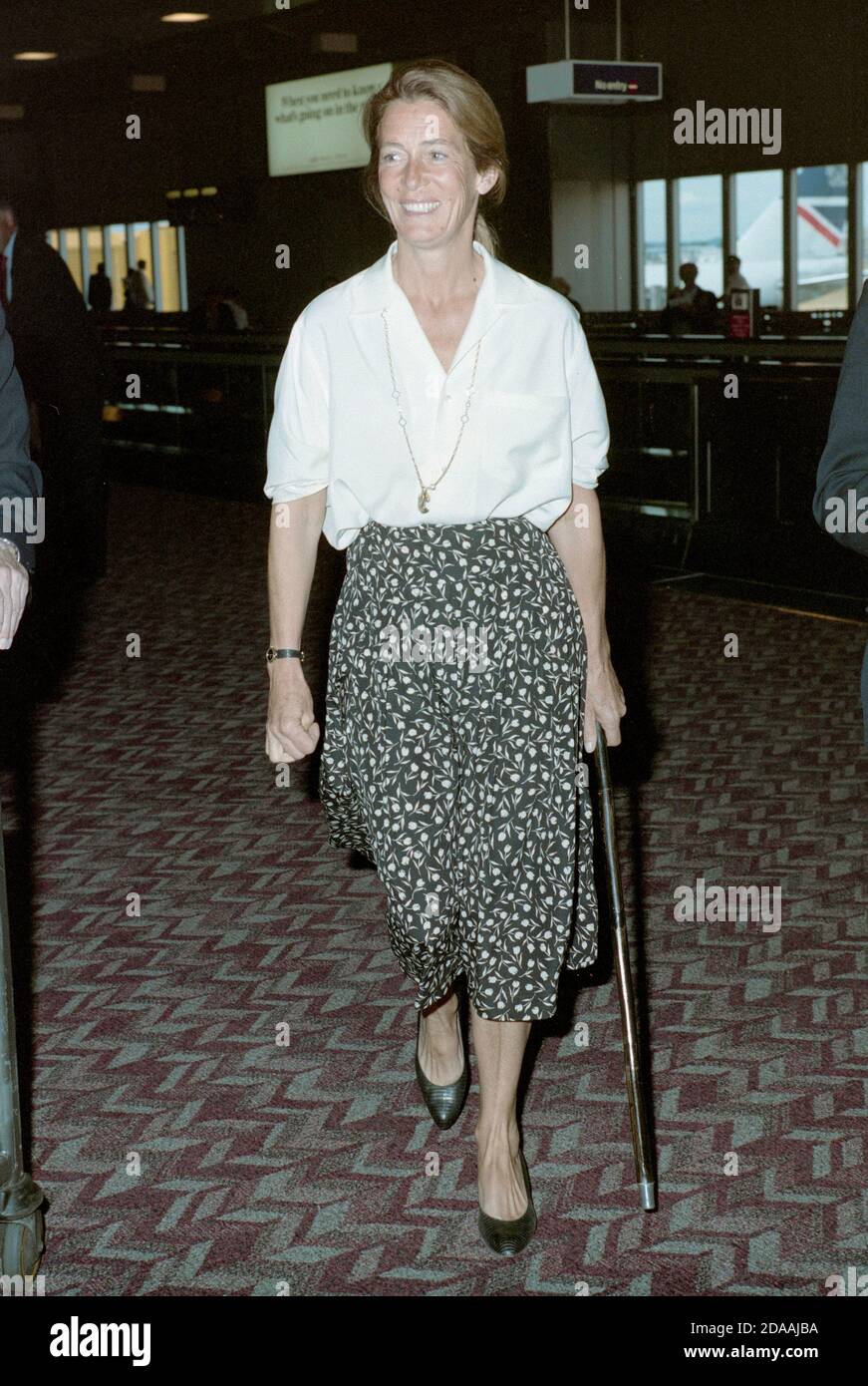 Susan Mary Barrantes was the mother of Sarah, Duchess of York at Heathrow Airport July 1989 Stock Photo