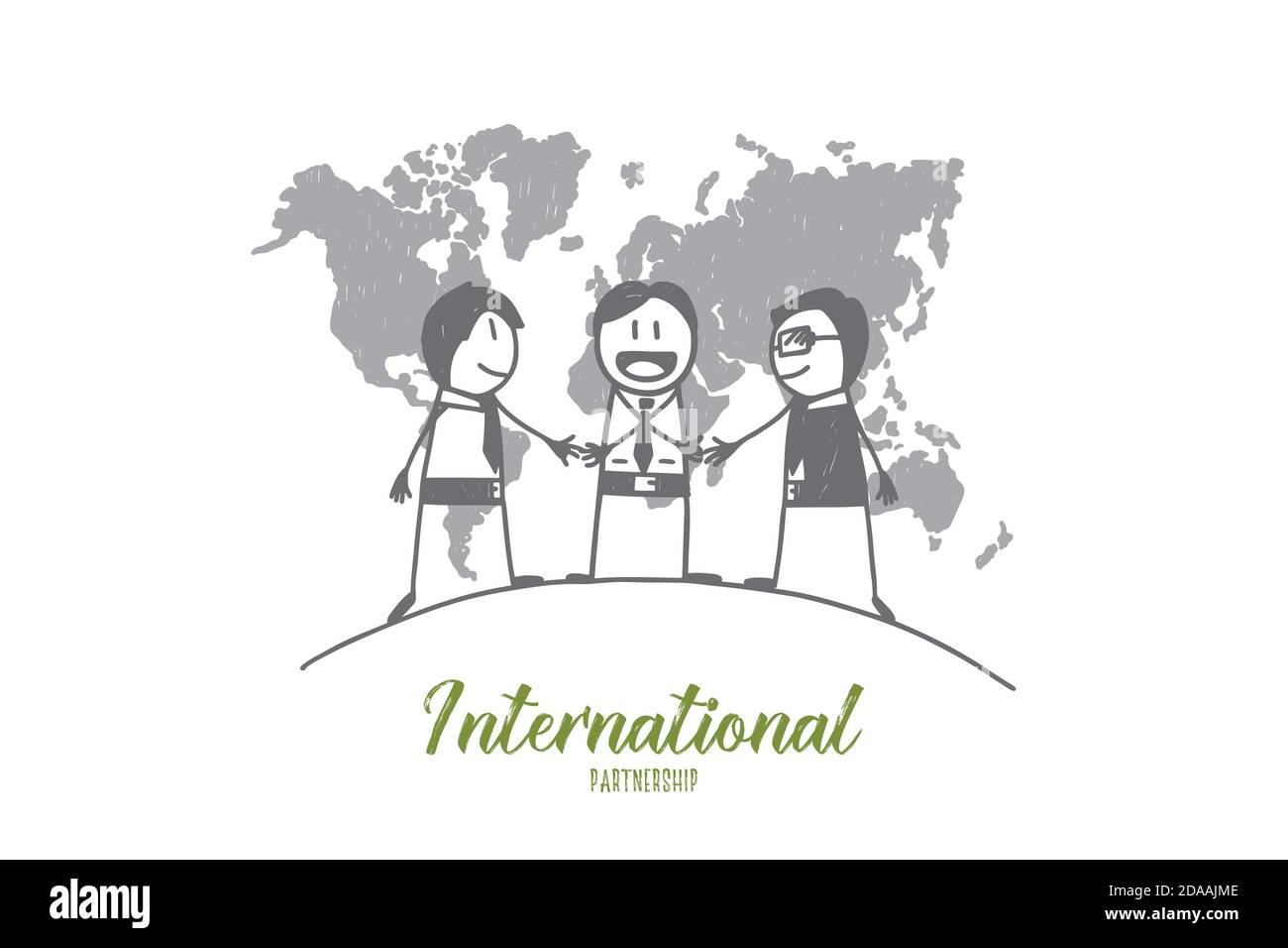 Hand drawn international pertners' greeting Stock Vector