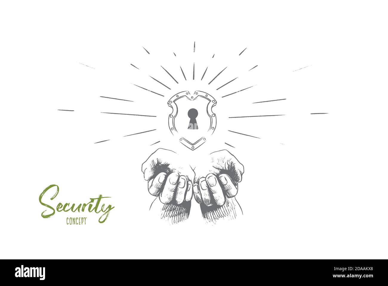 Security concept. Hand drawn isolated vector. Stock Vector
