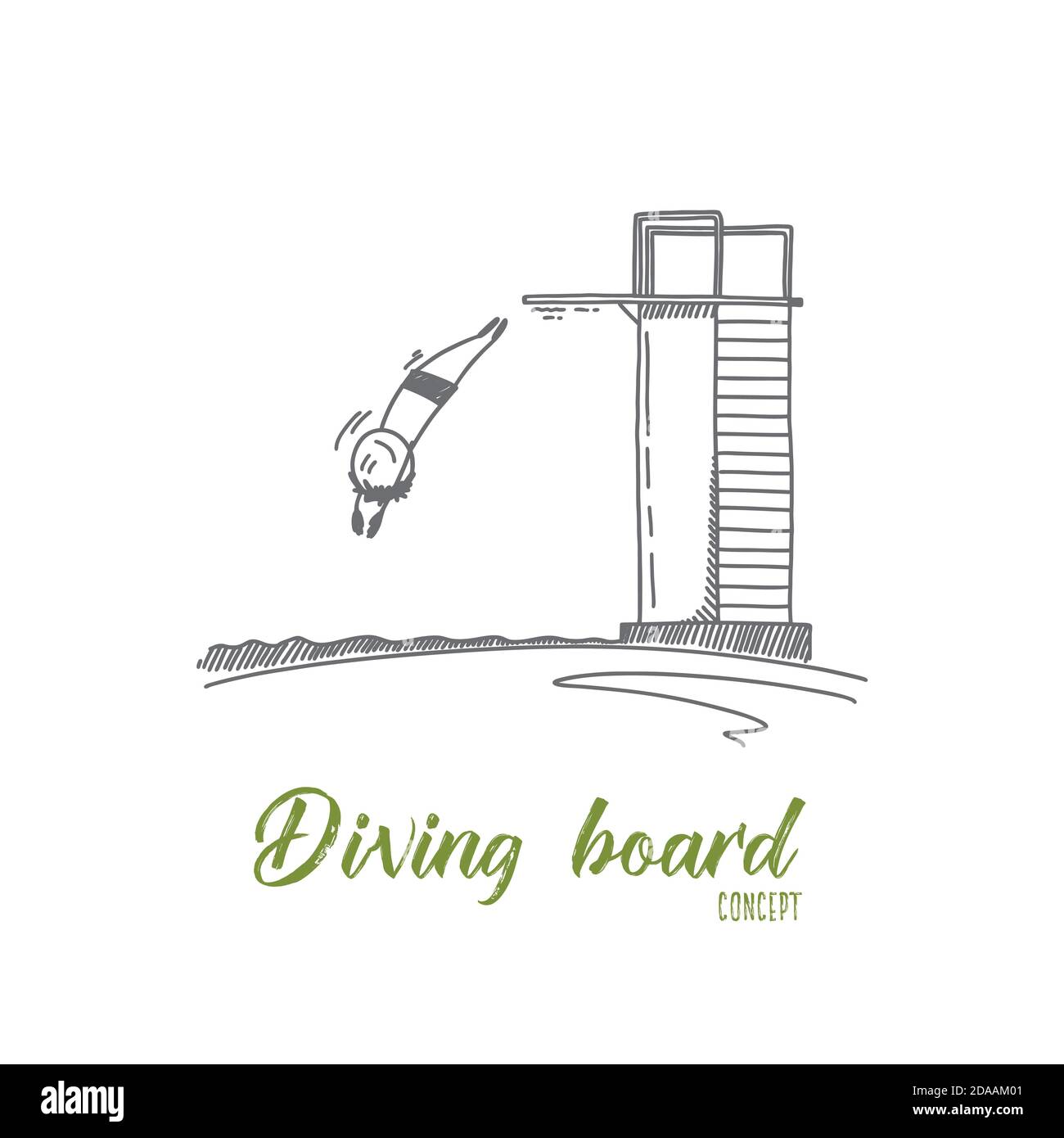 Diving board concept. Hand drawn isolated vector Stock Vector