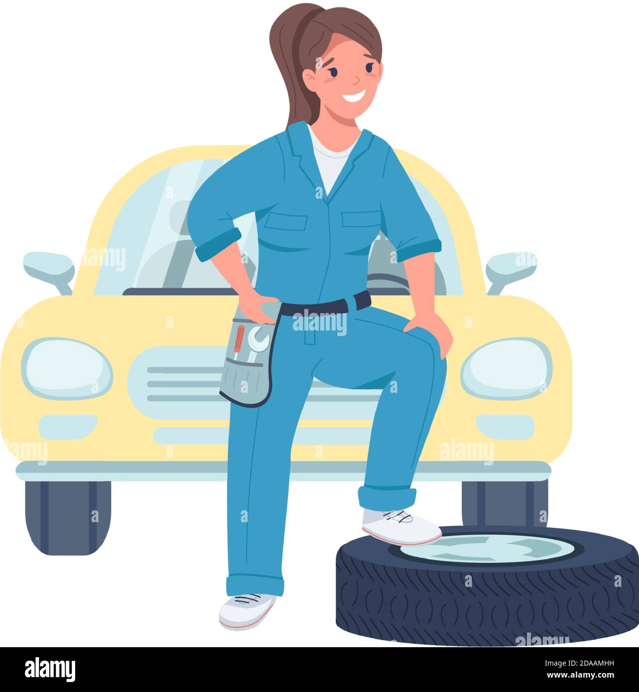 Woman car mechanic flat color vector detailed character Stock Vector Image  & Art - Alamy
