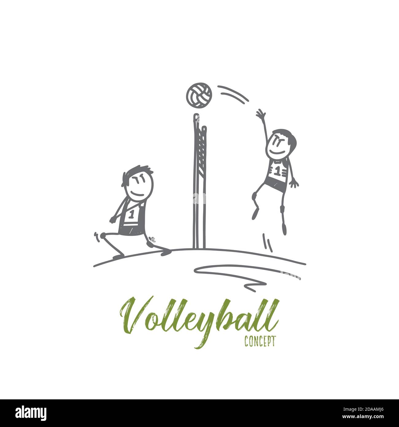 Volleyball concept. Hand drawn isolated vector Stock Vector