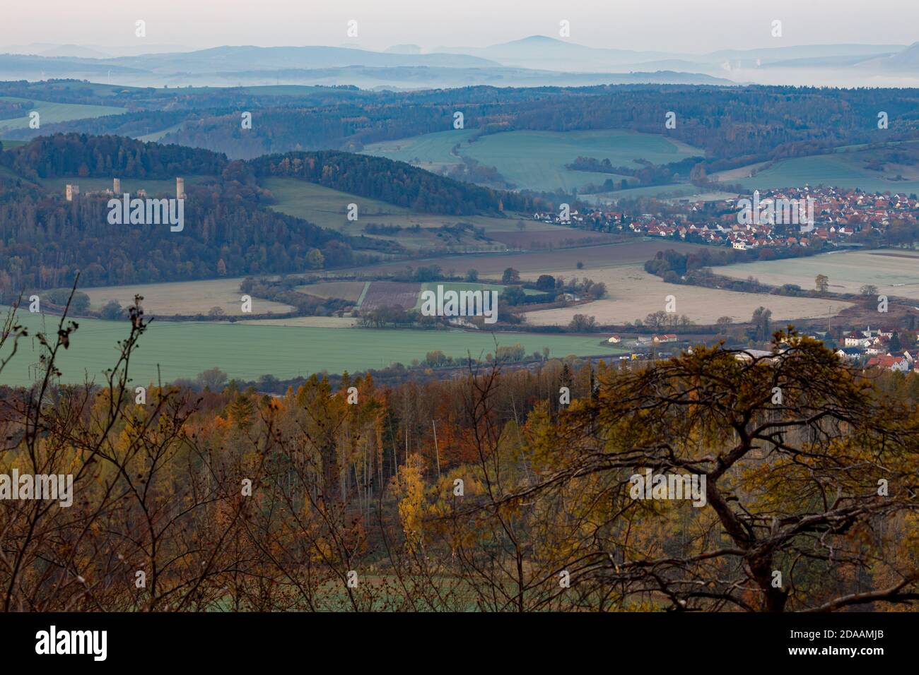 The Landscape of the Werra Valley in Germany Stock Photo