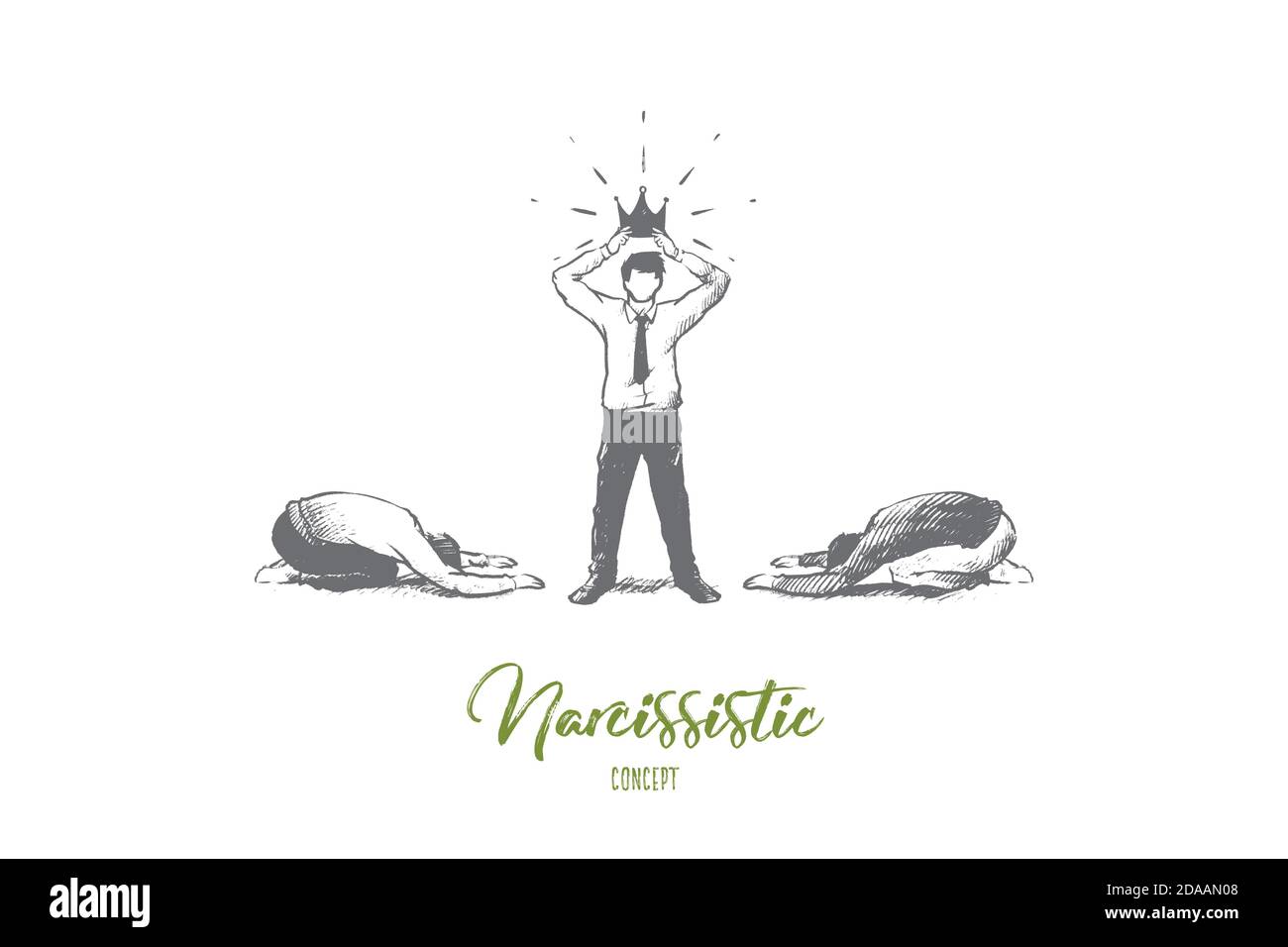 Narcissistic concept. Hand drawn isolated vector. Stock Vector