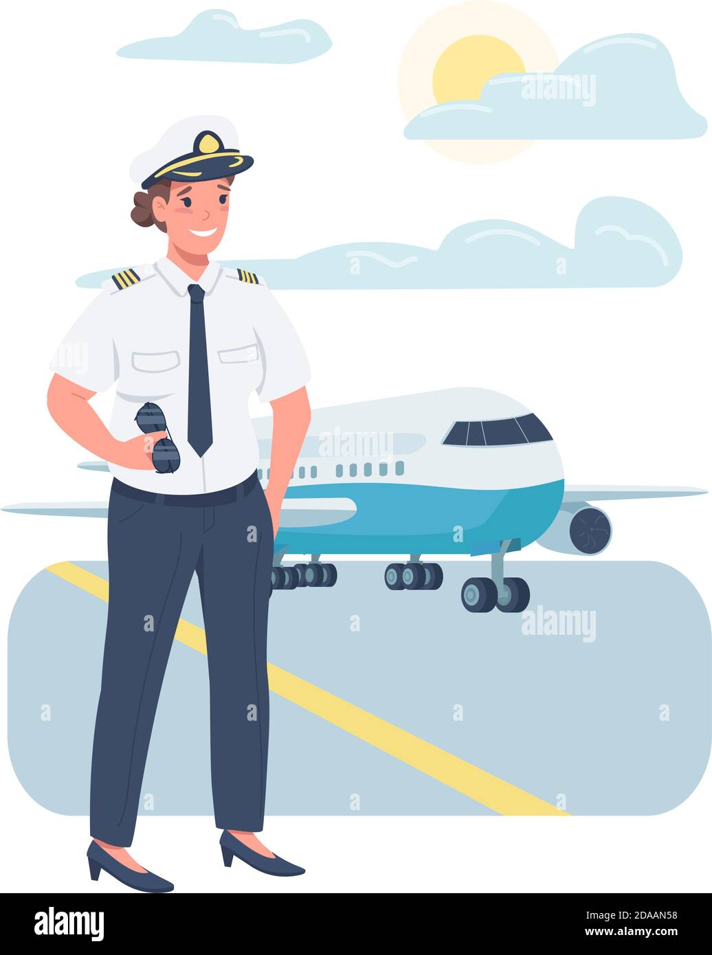 Airline pilot wearing shirt and tie with epaulets and hat conceptual image  about the aviation industry and the safety of  CanStock