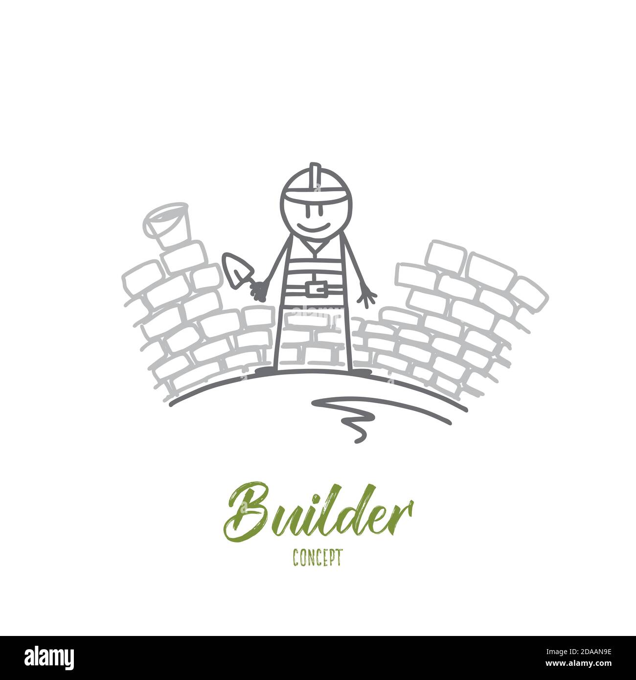 Builder concept. Hand drawn isolated vector Stock Vector