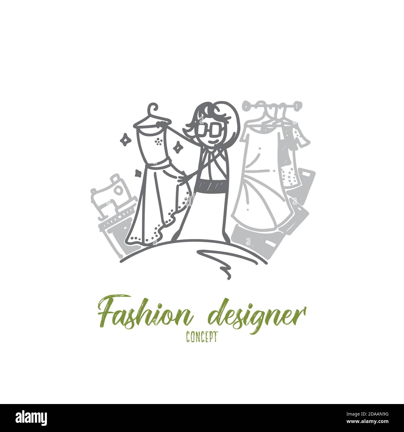 Fashion designer concept. Hand drawn isolated vector Stock Vector Image & Art Alamy