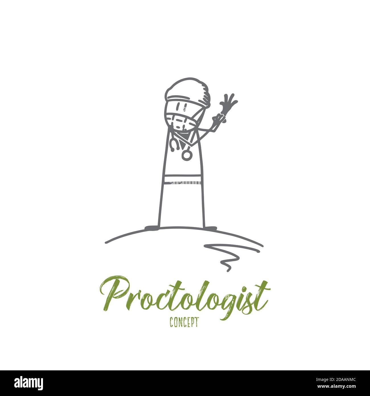 Proctologist concept. Hand drawn isolated vector Stock Vector