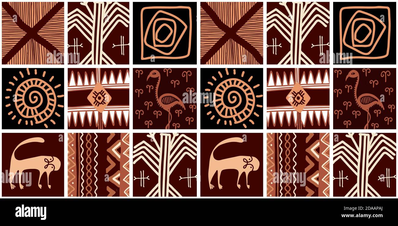 African print, seamless vector pattern in traditional African manner.  Ethnic ornament. Warm browns Stock Vector Image & Art - Alamy