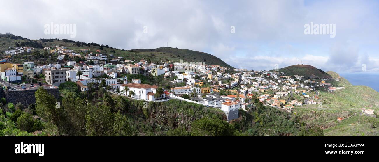 Panorama of Valverde, capital of the island of El Hierro, Canary Islands Stock Photo