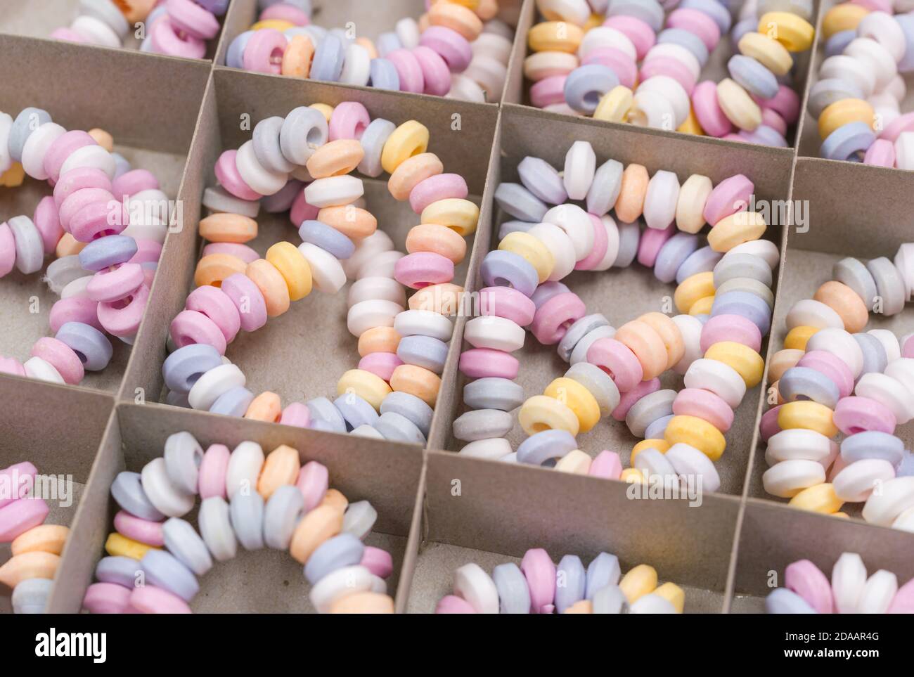 sugar bracelets in a cardboard box Stock Photo