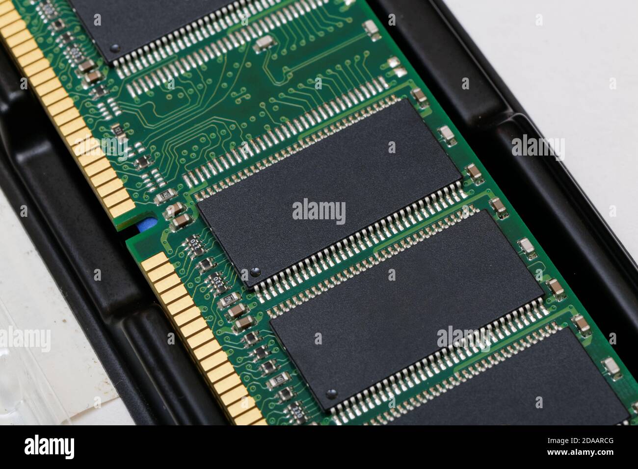 Closeup circuit board of computers memorys module Stock Photo