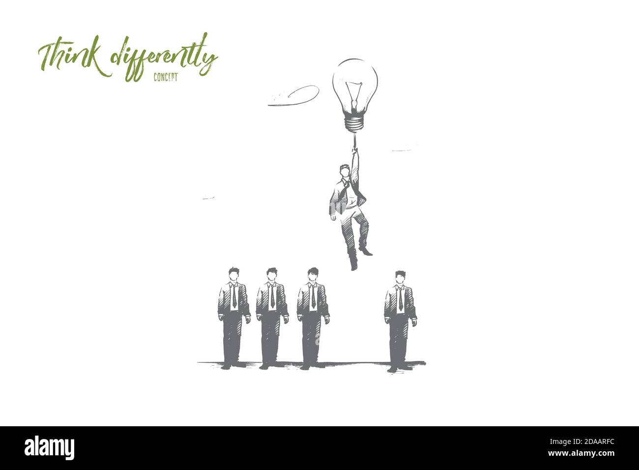 Think Hand Drawn Think differently concept. Hand drawn isolated vector Stock Vector ...