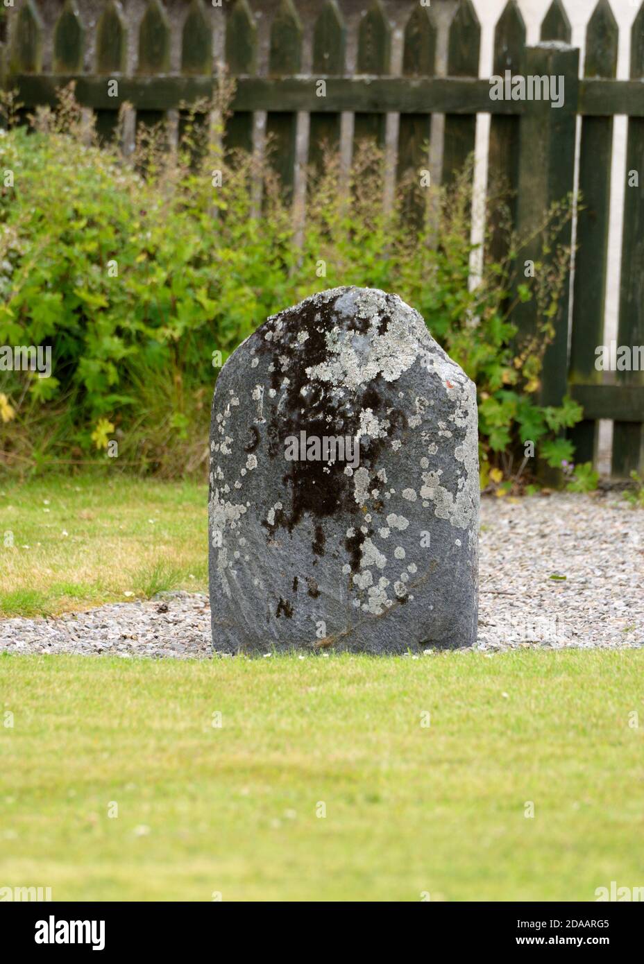 The headstone of Janet Horne (died 1727) in Dornoch, Sutherland, Scotland, the last person to be executed legally for witchcraft in the British Isles Stock Photo