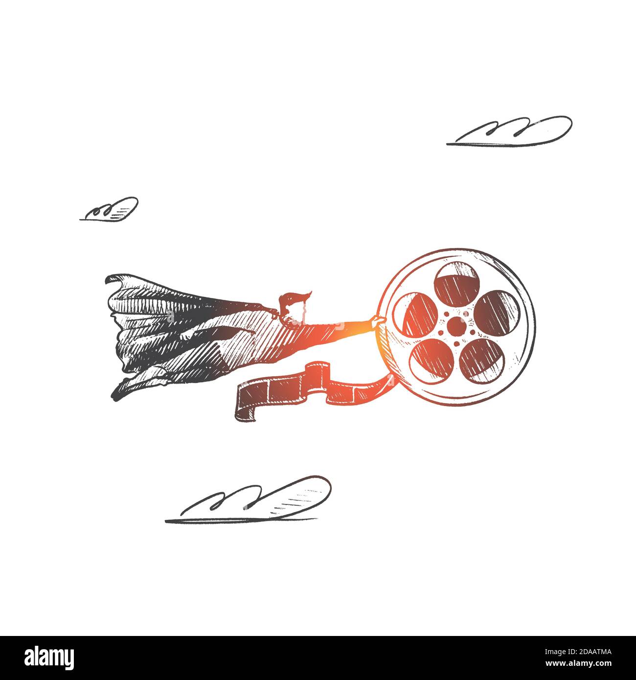 Cinema concept. Hand drawn isolated vector. Stock Vector