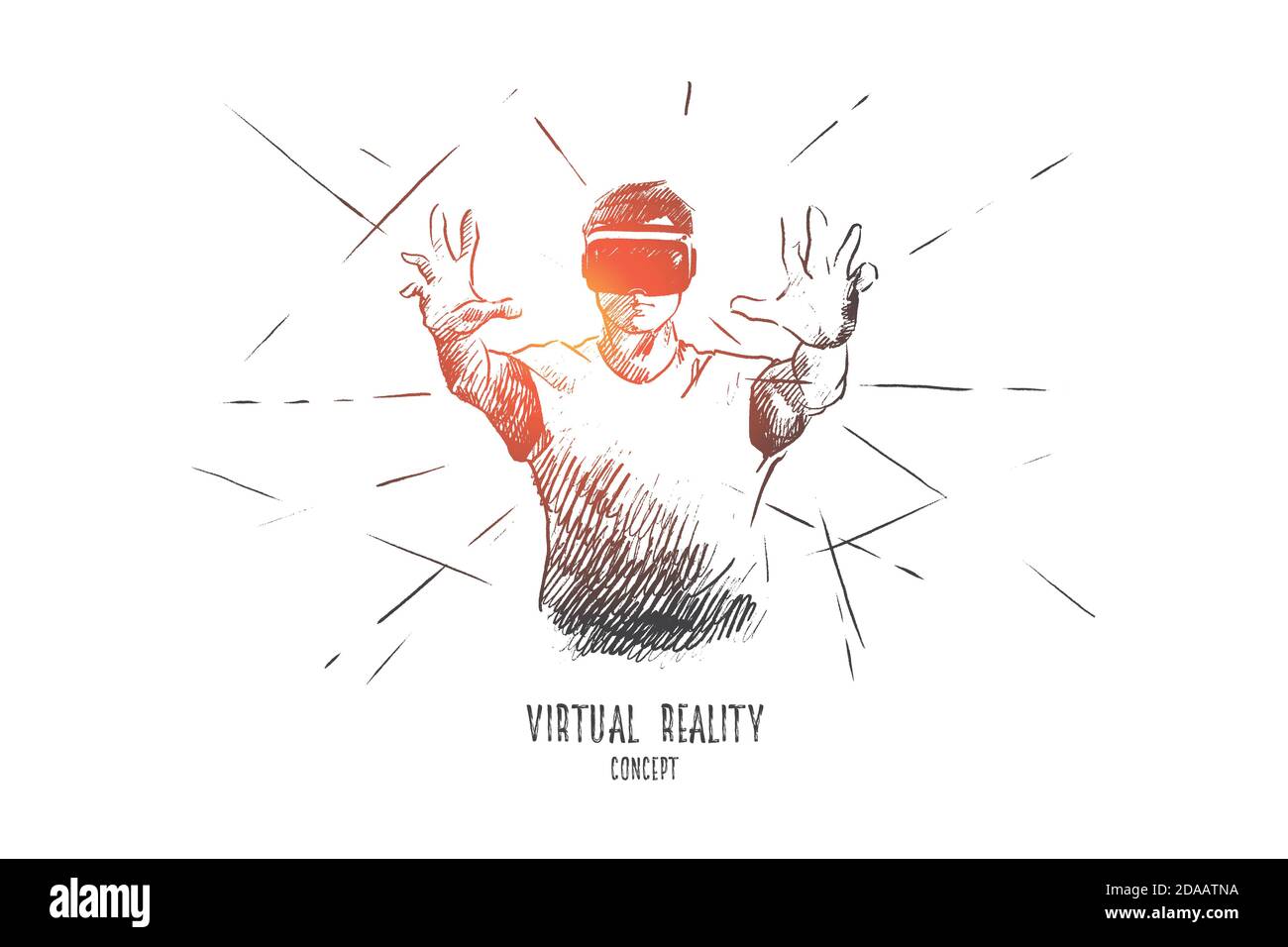 Virtual reality concept. Hand drawn isolated vector Stock Vector Image ...