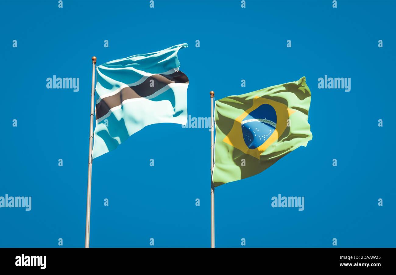 Beautiful national state flags of Brasil and Botswana together at the ...